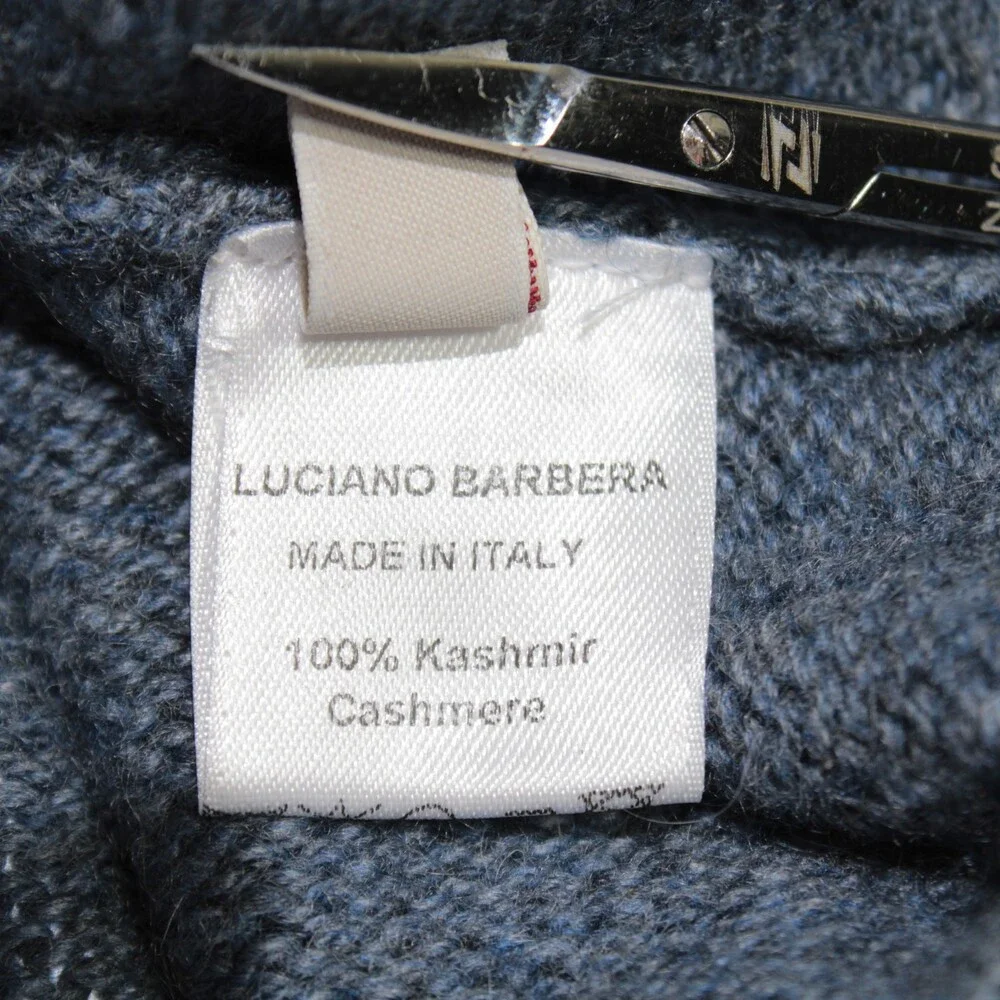 Luciano Barbera NWT Collared Knit Sweater Size 56 (US XXL) in Blue 100% Cashmere